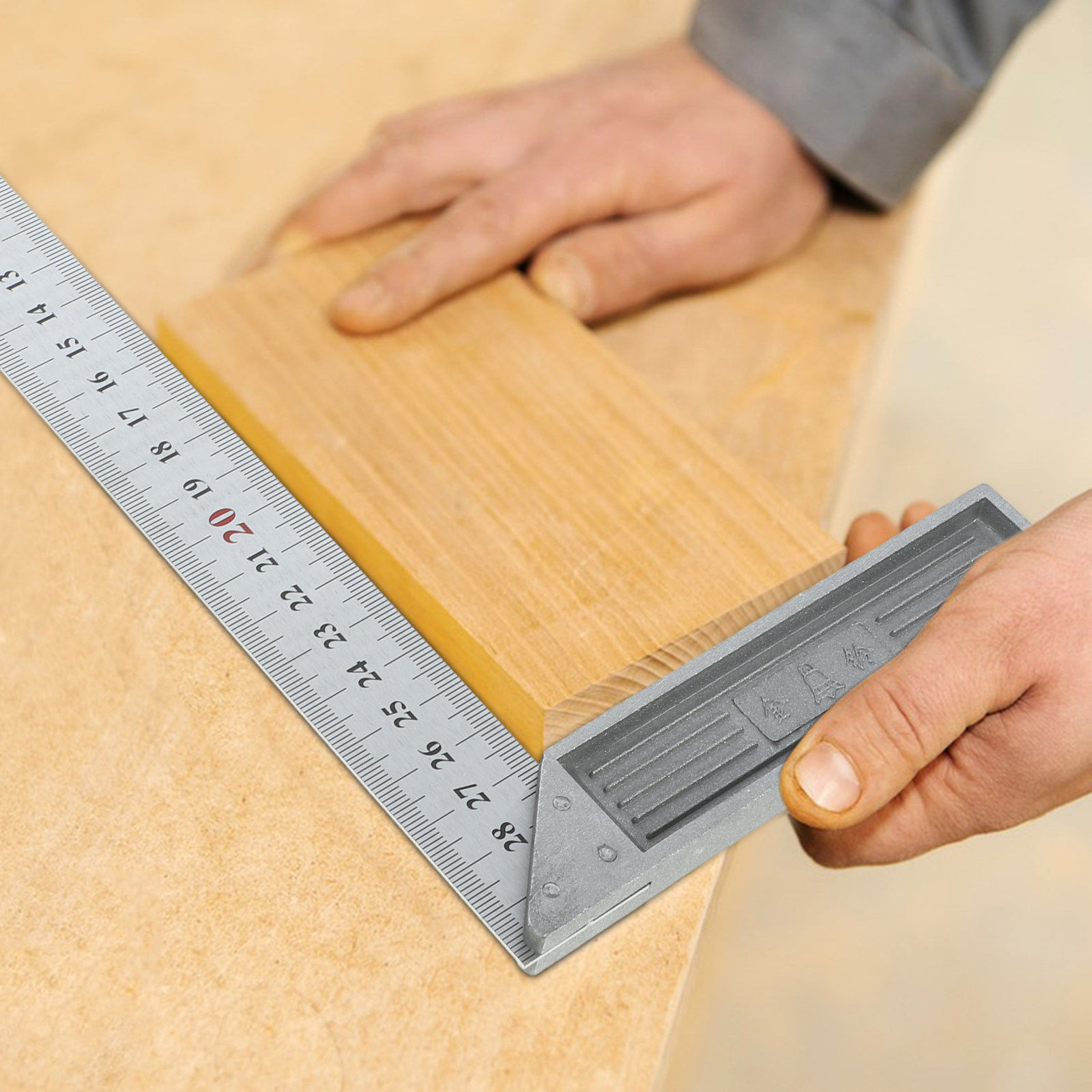 Woodworking Carpenter - L-Steel Ruler Clear Reading 90 Degree