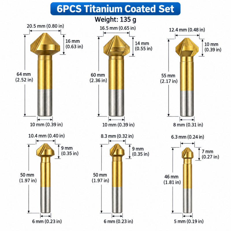 6Pcs 3-Flute Titanium Coated 9 - Woodworking Routers 评论和价格